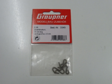 Graupner wire hook 15mm long | 2.5Ø | 1.5mm wire #3349