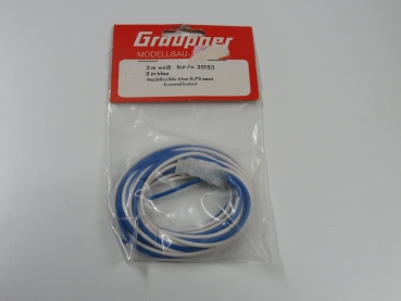 Graupner highly flexible stranded wire 0.75mm² | 2m white | 2m blue # 3515.1