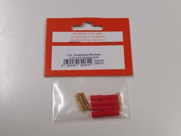 Gold plug | 2mm sockets with reverse polarity protection | 2 pieces # 090701