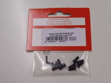 Round head hexagon socket screw M3x8, 10 pieces #10352