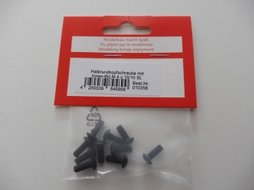 Round head hexagon socket screw M4x10, 10 pieces #10358