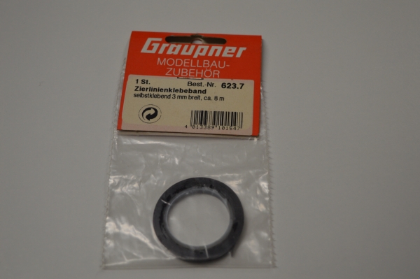 Graupner Zierlinienklebeband | Schwarz | 3mm / 8m #623.7