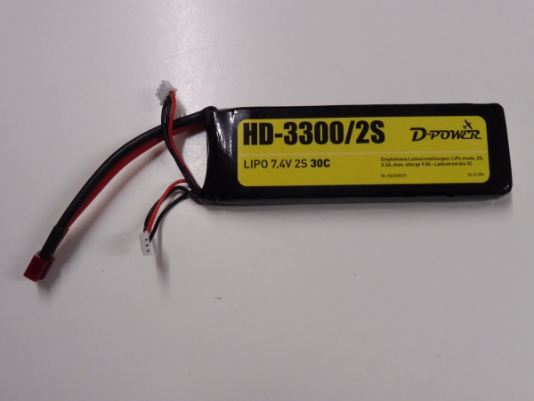 D-Power Lipo HD-3300 | 2S | 7,4V | 30C #HD33002T