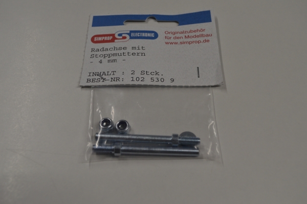 Simprop wheel axles with lock nuts 4x35mm #1025309